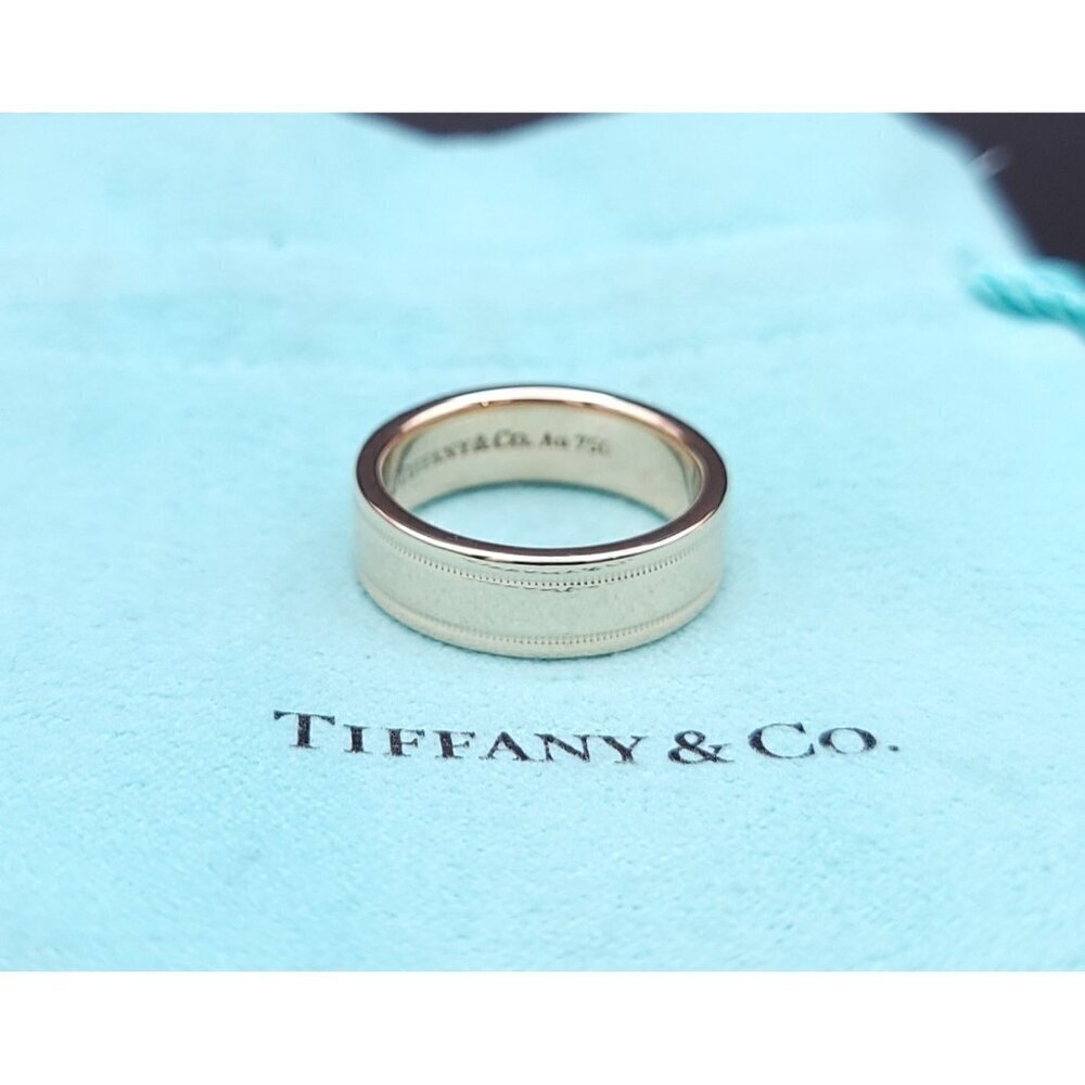 Tiffany & Co 18kt Rose Gold Together Double Milgrain 6mm Wedding Band Size 6.5